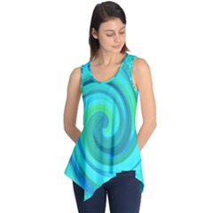 Groovy Cool Abstract Aqua Liquid Art Swirl Painting Sleeveless Tunic by myrubiogarden