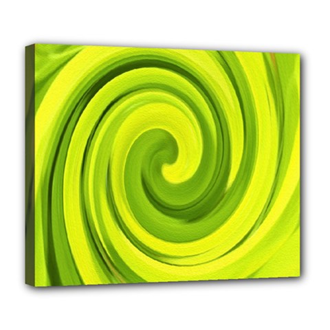 Groovy Abstract Green Liquid Art Swirl Painting Deluxe Canvas 24  X 20  (stretched) by myrubiogarden