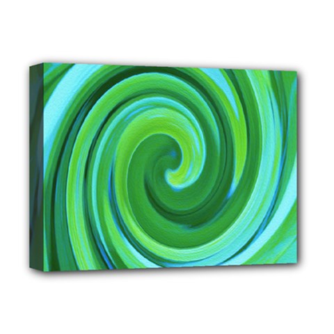 Groovy Abstract Turquoise Liquid Swirl Painting Deluxe Canvas 16  X 12  (stretched)  by myrubiogarden