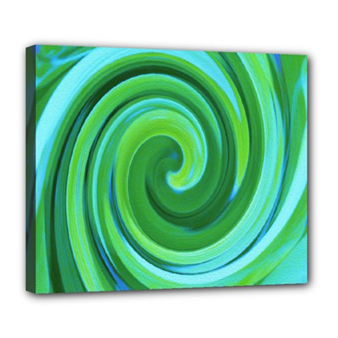 Groovy Abstract Turquoise Liquid Swirl Painting Deluxe Canvas 24  X 20  (stretched) by myrubiogarden