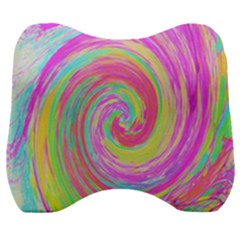 Groovy Abstract Pink And Blue Liquid Swirl Painting Velour Head Support Cushion by myrubiogarden