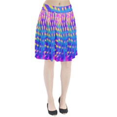 Pink, Blue And Yellow Abstract Coneflower Pleated Skirt by myrubiogarden