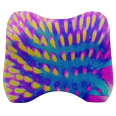 Pink, Blue And Yellow Abstract Coneflower Velour Head Support Cushion by myrubiogarden