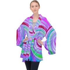 Groovy Abstract Red Swirl On Purple And Pink Velvet Kimono Robe by myrubiogarden