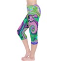 Groovy Abstract Aqua And Navy Lava Liquid Swirl Capri Leggings  View3