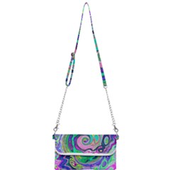 Groovy Abstract Aqua And Navy Lava Liquid Swirl Mini Crossbody Handbag by myrubiogarden