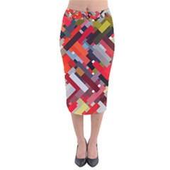 Maze Mazes Fabric Fabrics Color Velvet Midi Pencil Skirt by Pakrebo