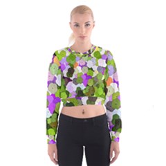 Art Flower Flowers Fabric Fabrics Cropped Sweatshirt by Pakrebo