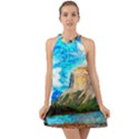 Painting Paintings Mountain Halter Tie Back Chiffon Dress View1