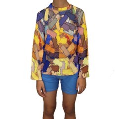 Texture Painting Plot Graffiti Kids  Long Sleeve Swimwear by Pakrebo