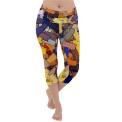 Texture Painting Plot Graffiti Lightweight Velour Capri Yoga Leggings by Pakrebo