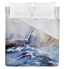 Art Painting Sea Storm Seagull Duvet Cover Double Side (queen Size) by Pakrebo