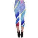 Painting Abstract Blue Pink Spots Capri Leggings  View2