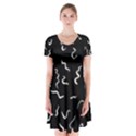 Scribbles Lines Drawing Picture Short Sleeve V-neck Flare Dress View1