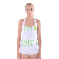 I Lovetennis Boyleg Halter Swimsuit  by Greencreations