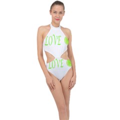 I Lovetennis Halter Side Cut Swimsuit by Greencreations