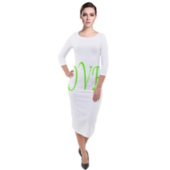 I Lovetennis Quarter Sleeve Midi Velour Bodycon Dress by Greencreations