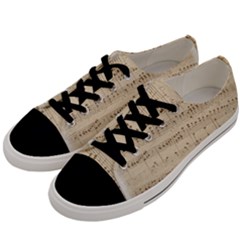 Vintage Beige Music Notes Men s Low Top Canvas Sneakers by Pakrebo