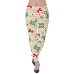 Christmas Paper Scrapbooking Velvet Leggings by Pakrebo