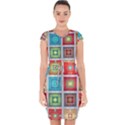 Tiles Pattern Background Colorful Capsleeve Drawstring Dress  View1