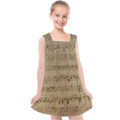 Vintage Sheet Music Background Kids  Cross Back Dress by Pakrebo