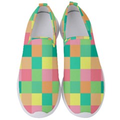 Checkerboard Pastel Squares Men s Slip On Sneakers by Pakrebo