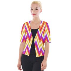 Chevrons Stripes Pattern Geometric Cropped Button Cardigan by Pakrebo