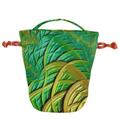 Patterns Green Yellow String Drawstring Bucket Bag by Pakrebo