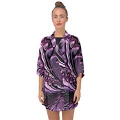 Purple Fractal Flowing Fantasy Half Sleeve Chiffon Kimono by Pakrebo