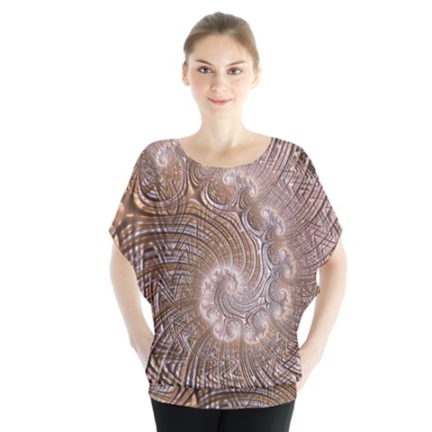 Fractal Art Pattern 3d Artwork Batwing Chiffon Blouse by Pakrebo