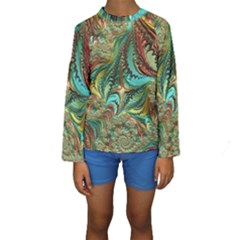 Fractal Artwork Pattern Digital Kids  Long Sleeve Swimwear by Pakrebo