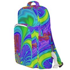 Fractal Neon Art Artwork Fantasy Double Compartment Backpack by Pakrebo