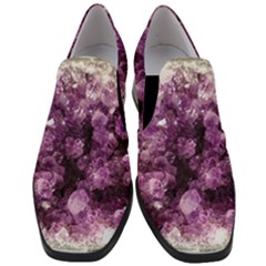 Amethyst Purple Violet Geode Slice Slip On Heel Loafers by genx