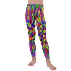 Neon Dots Kids  Lightweight Velour Leggings by PurpleDuckyDesigns