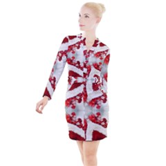 Christmas Background Tile Gifts Button Long Sleeve Dress by Pakrebo