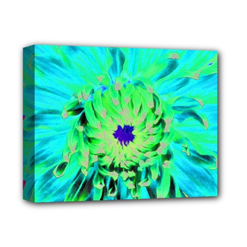 Aqua Cactus Dahlia Deluxe Canvas 14  X 11  (stretched) by myrubiogarden