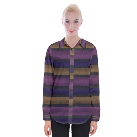 Stripes Pink Yellow Purple Grey Womens Long Sleeve Shirt by BrightVibesDesign