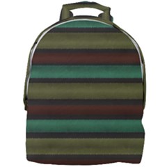 Stripes Green Yellow Brown Grey Mini Full Print Backpack by BrightVibesDesign