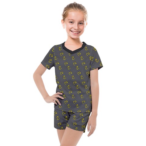 No Step On Snek Pattern Charcoal Dark Gray Background Meme Kids  Mesh Tee And Shorts Set by snek