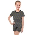 No Step On Snek Pattern Charcoal Dark Gray background Meme Kids  Mesh Tee and Shorts Set View1