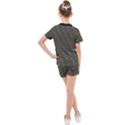 No Step On Snek Pattern Charcoal Dark Gray background Meme Kids  Mesh Tee and Shorts Set View2