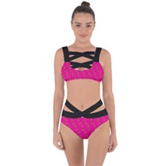 No Step On Snek Pattern Pink Background Meme Bandaged Up Bikini Set  by snek