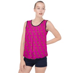 No Step On Snek Pattern Pink Background Meme Bubble Hem Chiffon Tank Top by snek