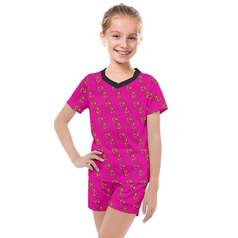 No Step On Snek Pattern Pink Background Meme Kids  Mesh Tee And Shorts Set by snek