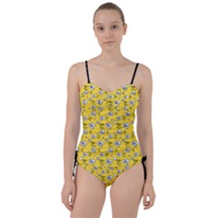 No Step On Snek Do Not Bubble Speech Pattern Yellow Background Meme Sweetheart Tankini Set by snek