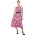 No Step On Snek DO NOT bubble speech Pattern pink background Meme Midi Tie-Back Chiffon Dress View1