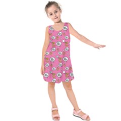 No Step On Snek Do Not Bubble Speech Pattern Pink Background Meme Kids  Sleeveless Dress by snek