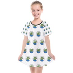 Apu Apustaja With Banana Phone Wall Eyed Pepe The Frog Pattern Kekistan Kids  Smock Dress by snek