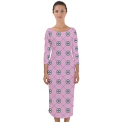 Kekistan Logo Pattern On Pink Background Quarter Sleeve Midi Bodycon Dress by snek