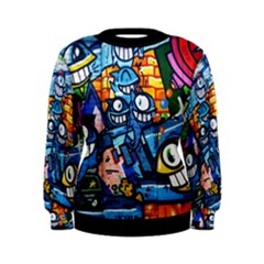 Graffiti Urban Colorful Graffiti Cartoon Fish Women s Sweatshirt by genx